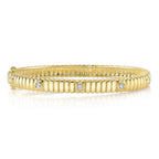 0.33CT 14K Y/G DIAMOND BEZEL RIBBED BANGLE