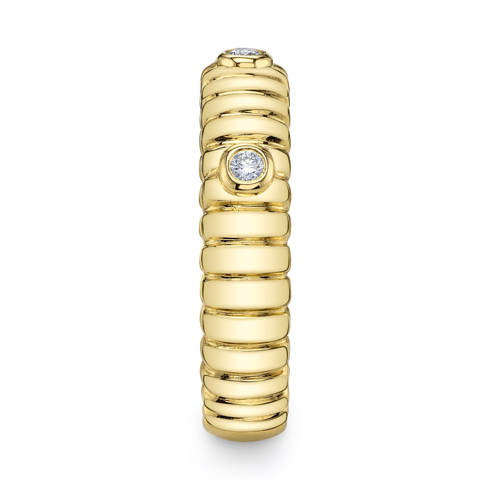 0.08CT 14K Y/G DIAMOND BEZEL RIBBED BAND
