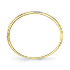 0.24CT 14K Y/G DIAMOND PAVE RIBBED BANGLE
