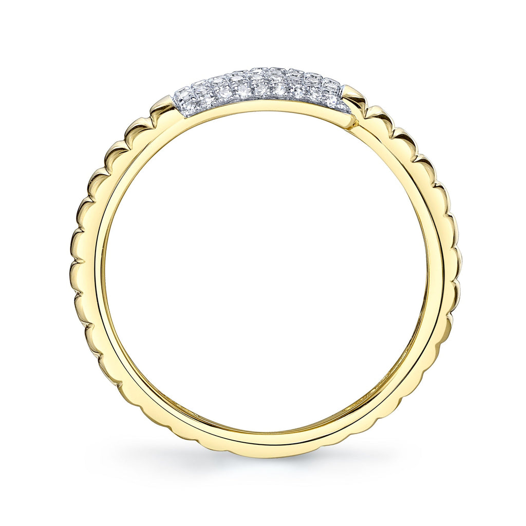 0.22CT 14K Y/G DIAMOND PAVE RIBBED RING