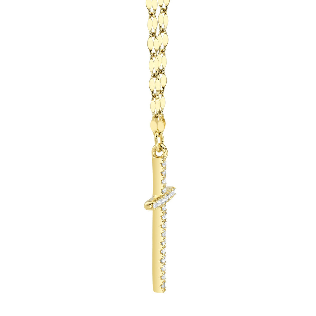 0.06CT 14K Y/G DIAMOND CROSS SPARKLE CHAIN NECKLACE