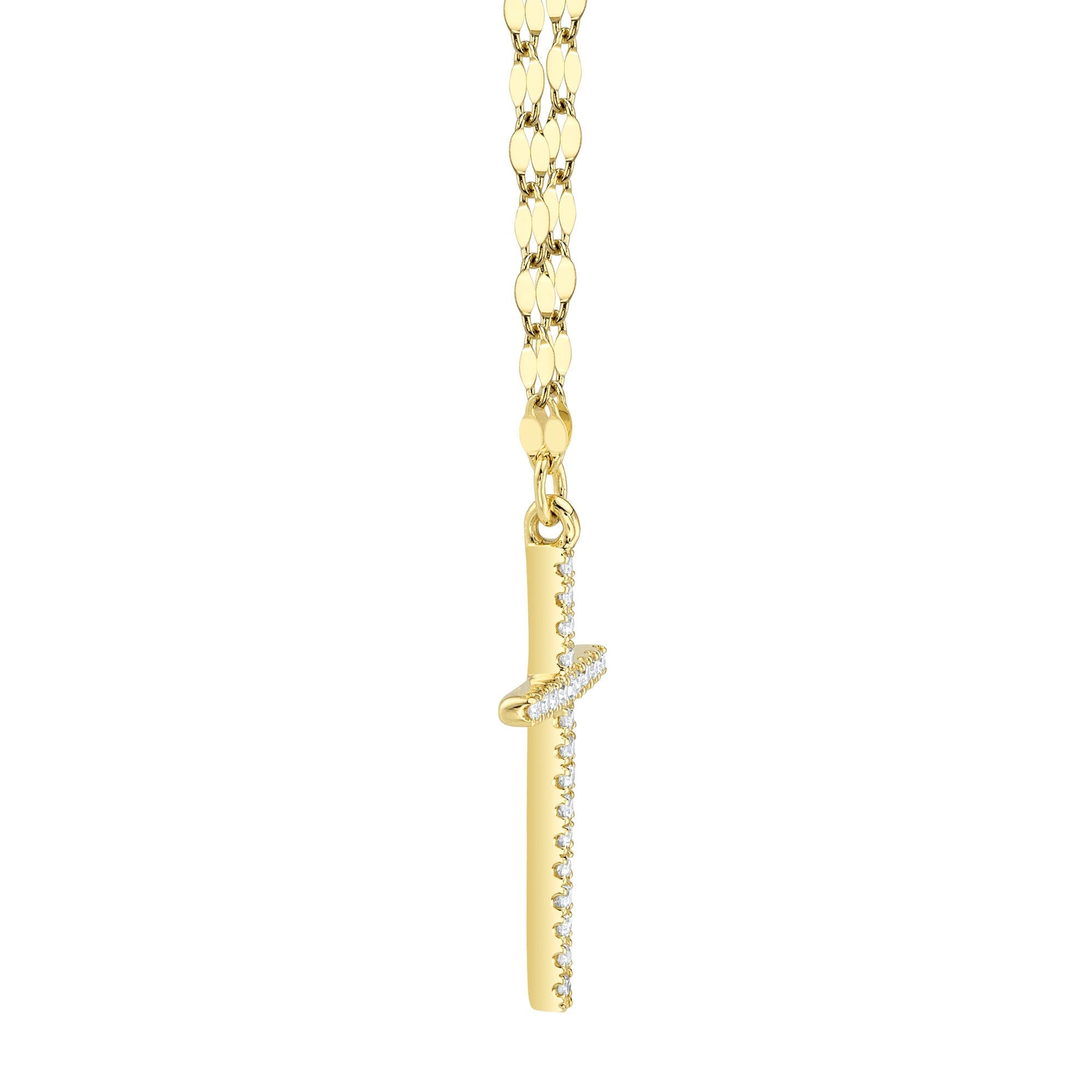 0.06CT 14K Y/G DIAMOND CROSS SPARKLE CHAIN NECKLACE