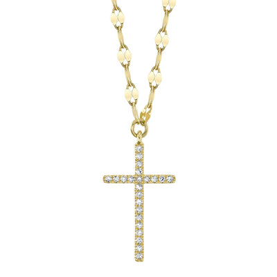 0.06CT 14K Y/G DIAMOND CROSS SPARKLE CHAIN NECKLACE