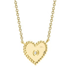 0.02CT 14K Y/G DIAMOND BEZEL RIBBED HEART NECKLACE