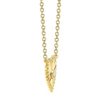0.02CT 14K Y/G DIAMOND BEZEL RIBBED HEART NECKLACE