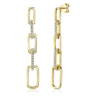0.64CT 14K Y/G DIAMOND PAPER CLIP LINK EARRING