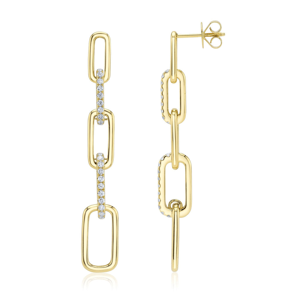 0.64CT 14K Y/G DIAMOND PAPER CLIP LINK EARRING