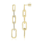 0.64CT 14K Y/G DIAMOND PAPER CLIP LINK EARRING