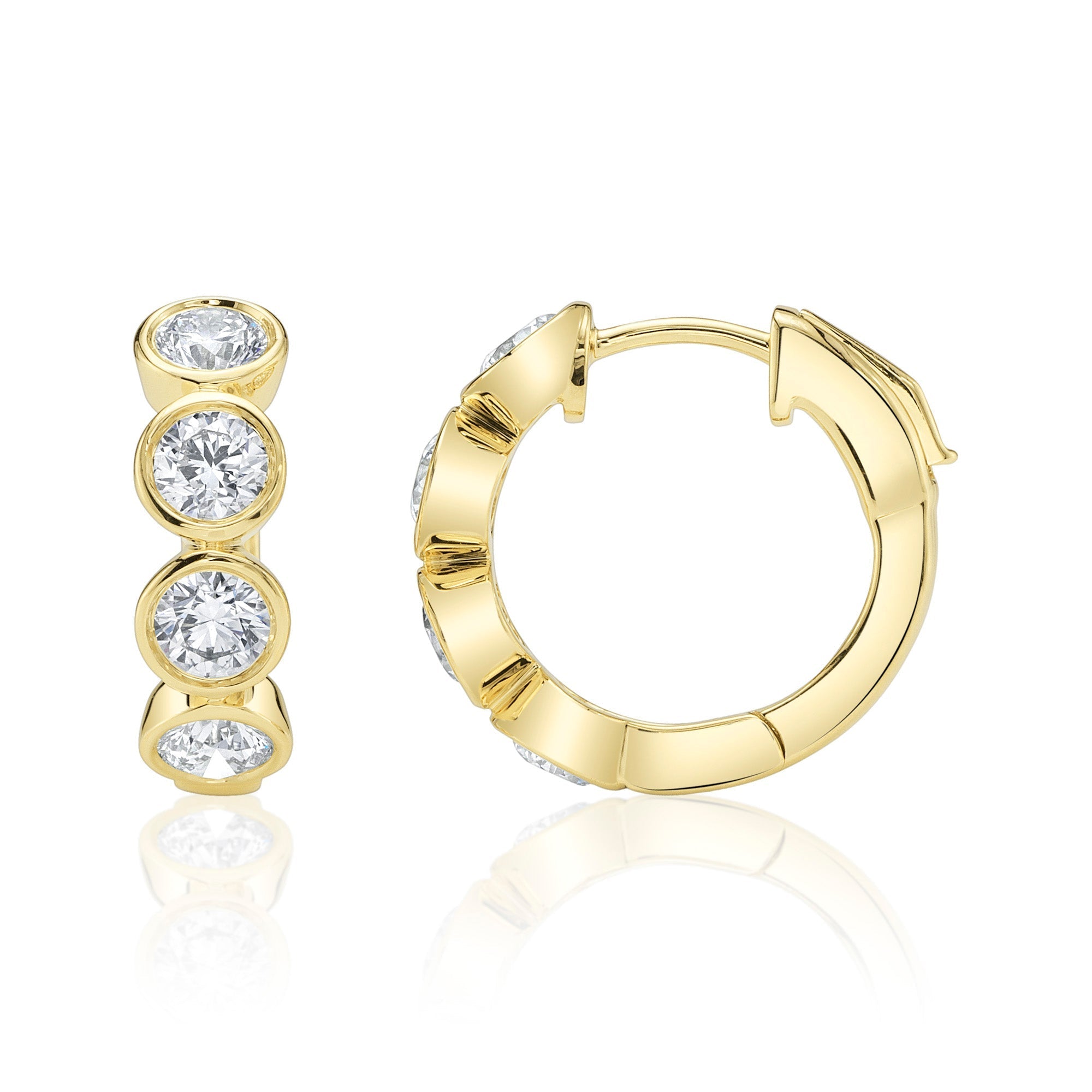 1.50CT 14K Y/G DIAMOND BEZEL HUGGIE EARRING