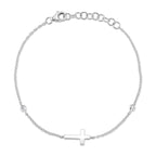0.03CT 14K W/G DIAMOND BEZEL CROSS BRACELET