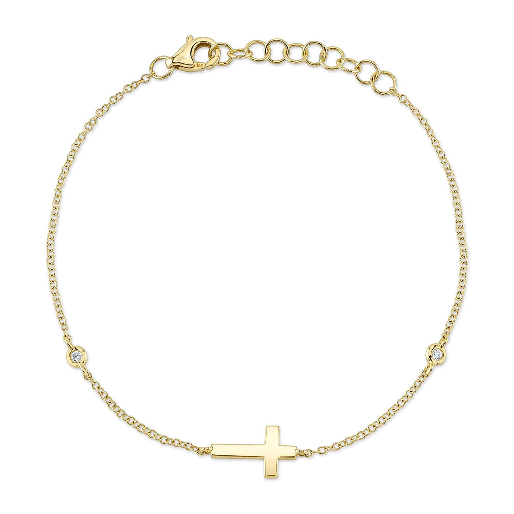 0.03CT 14K Y/G DIAMOND BEZEL CROSS BRACELET