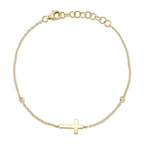 0.03CT 14K Y/G DIAMOND BEZEL CROSS BRACELET