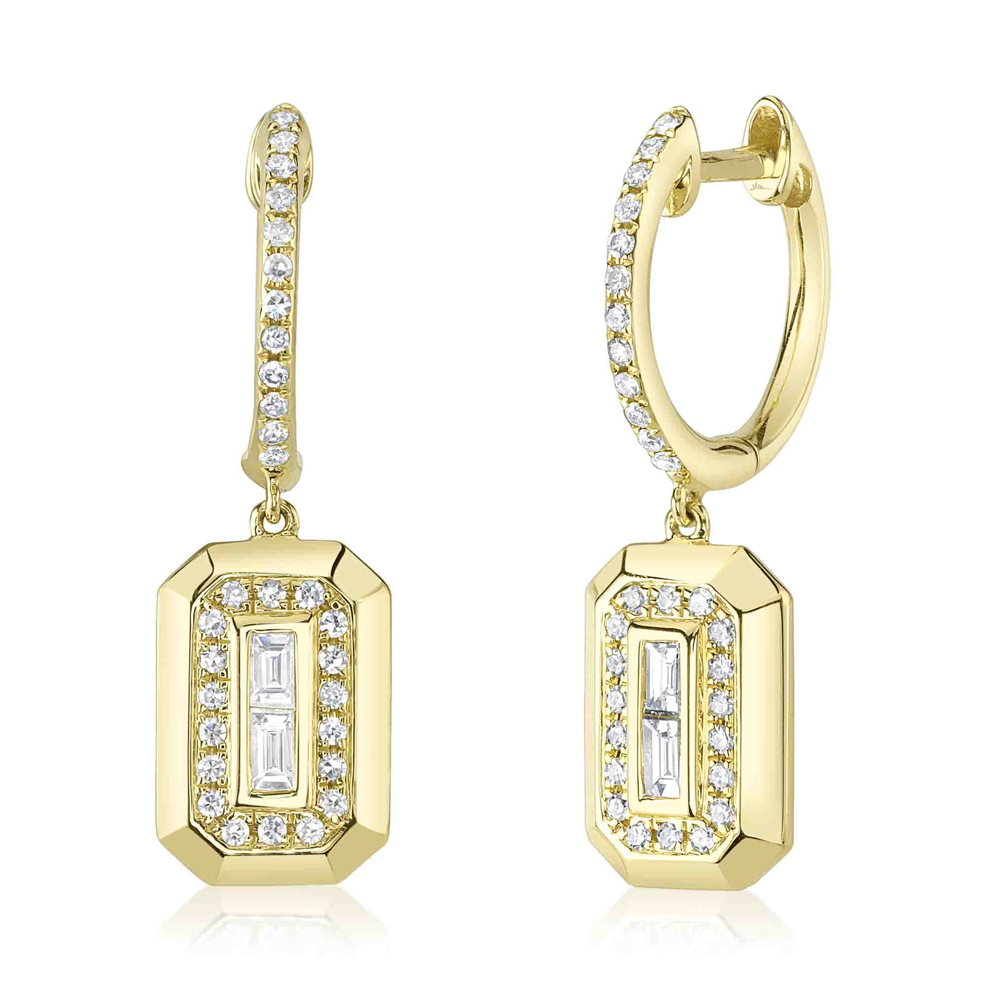 0.26CT 14K Y/G DIAMOND BAGUETTE EARRING