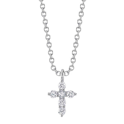 0.10CT 14K W/G DIAMOND CROSS NECKLACE
