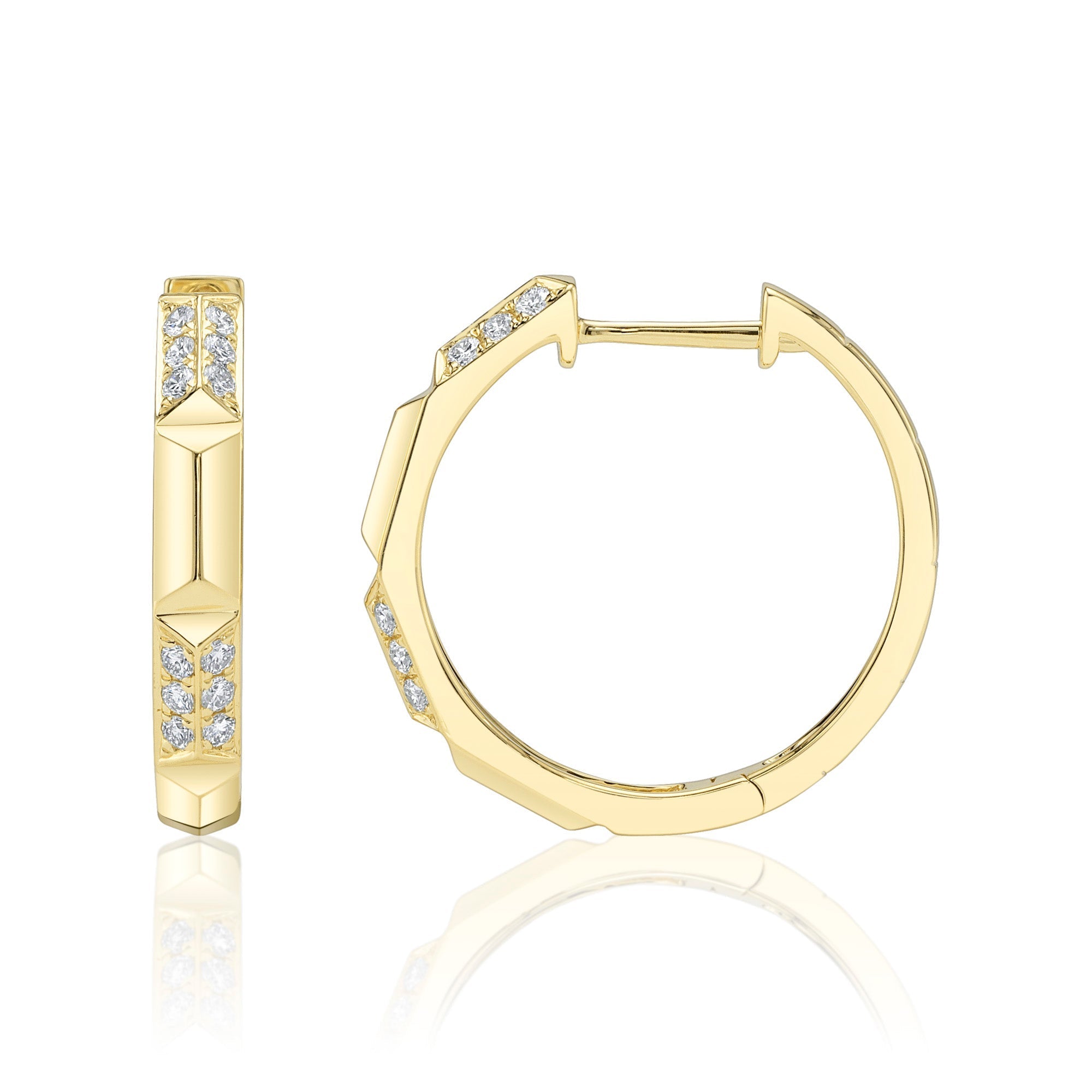 0.24CT 14K Y/G DIAMOND GEO CUT HOOP EARRING