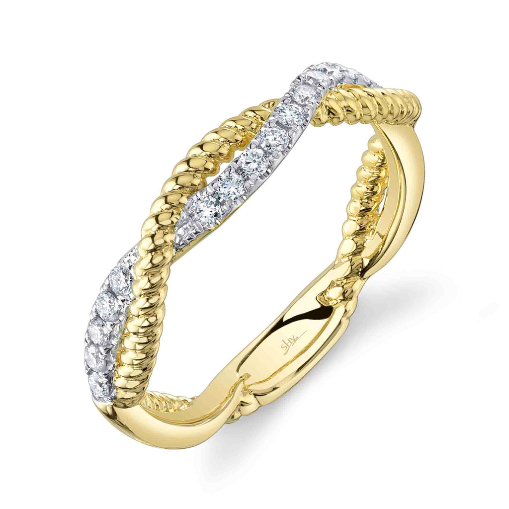 0.22CT 14K Y/G DIAMOND TWISTED RING