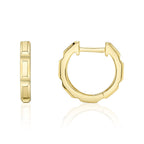 14K Y/G OCTAGON GEO CUT HUGGIE EARRING