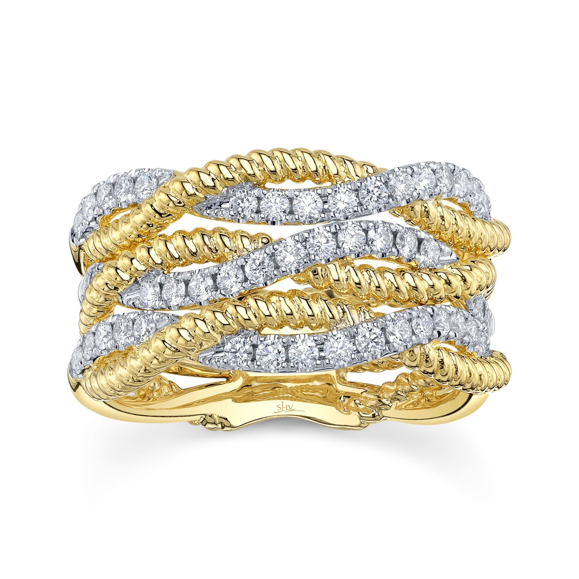 0.62CT 14K Y/G DIAMOND TWISTED RING