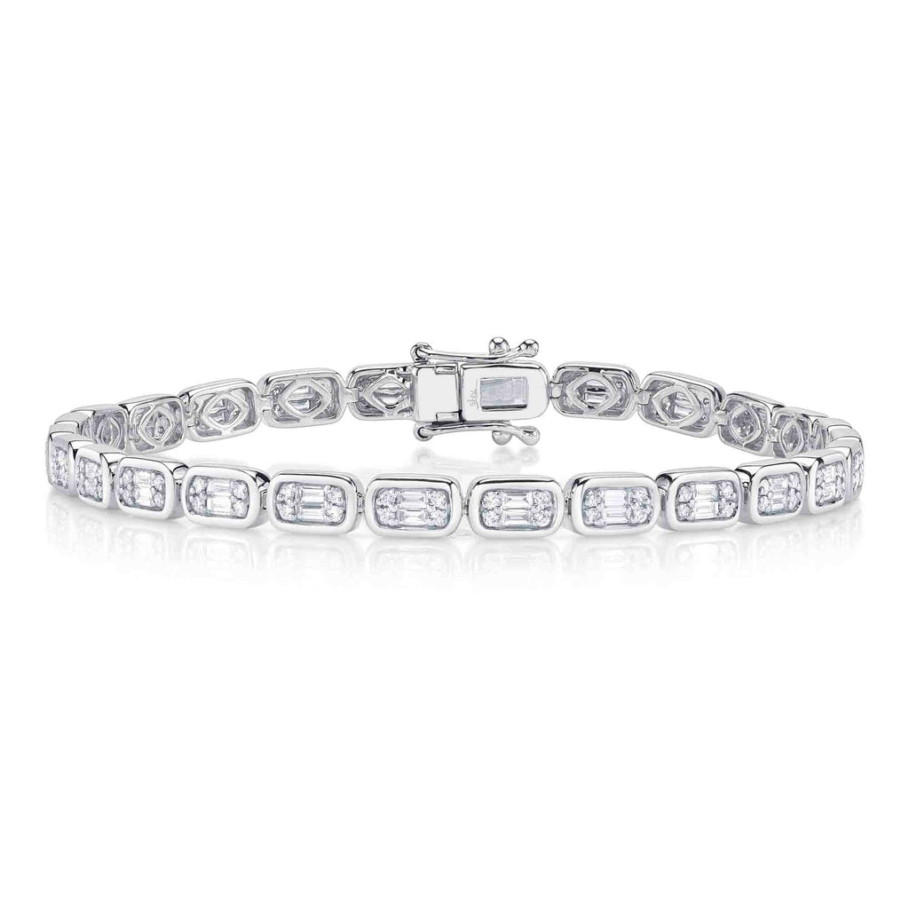 1.53CT 14K W/G DIAMOND BAGUETTE TENNIS BRACELET