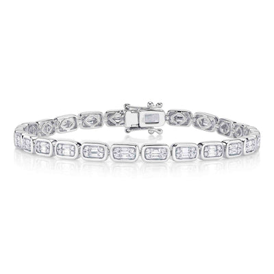1.53CT 14K W/G DIAMOND BAGUETTE TENNIS BRACELET