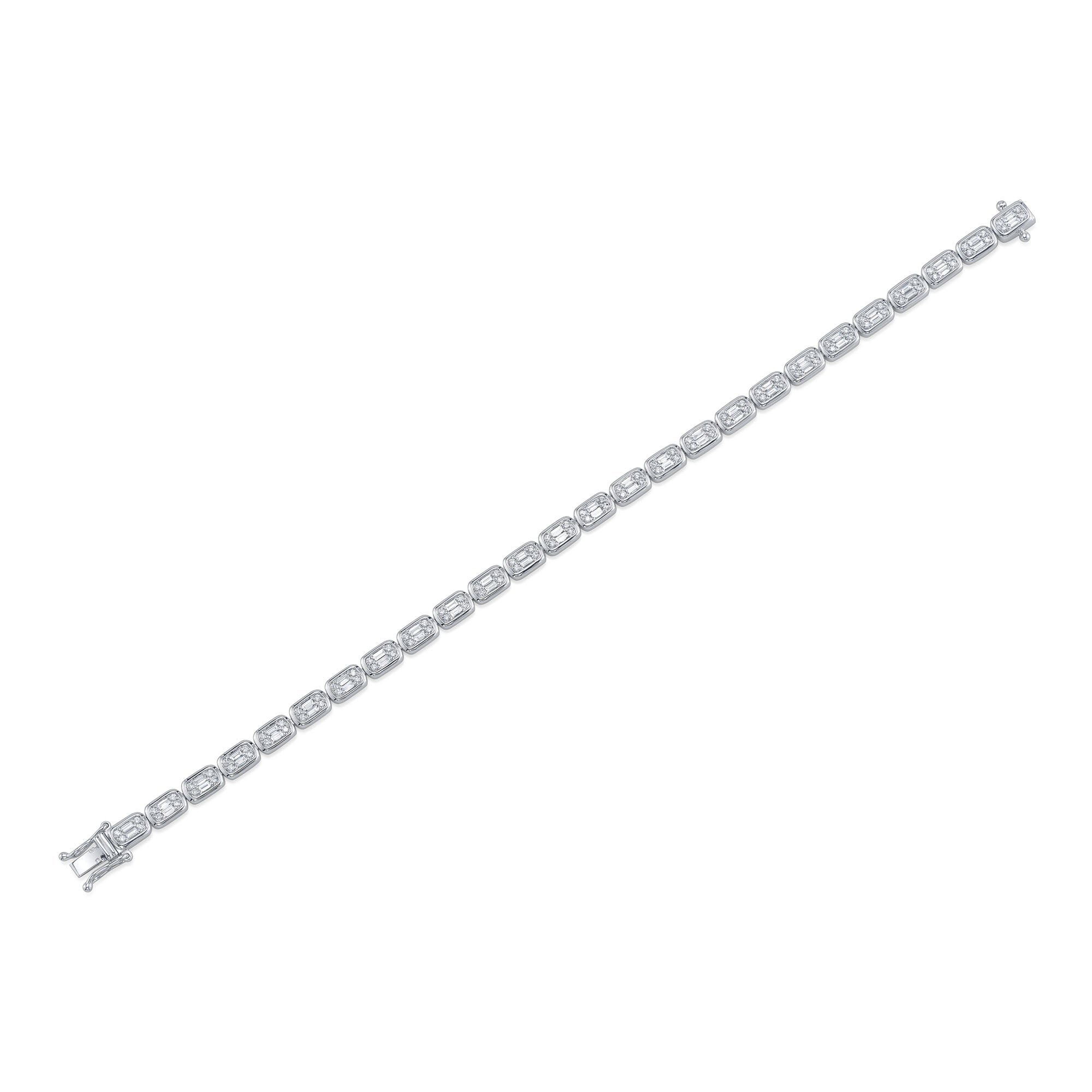 1.53CT 14K W/G DIAMOND BAGUETTE TENNIS BRACELET