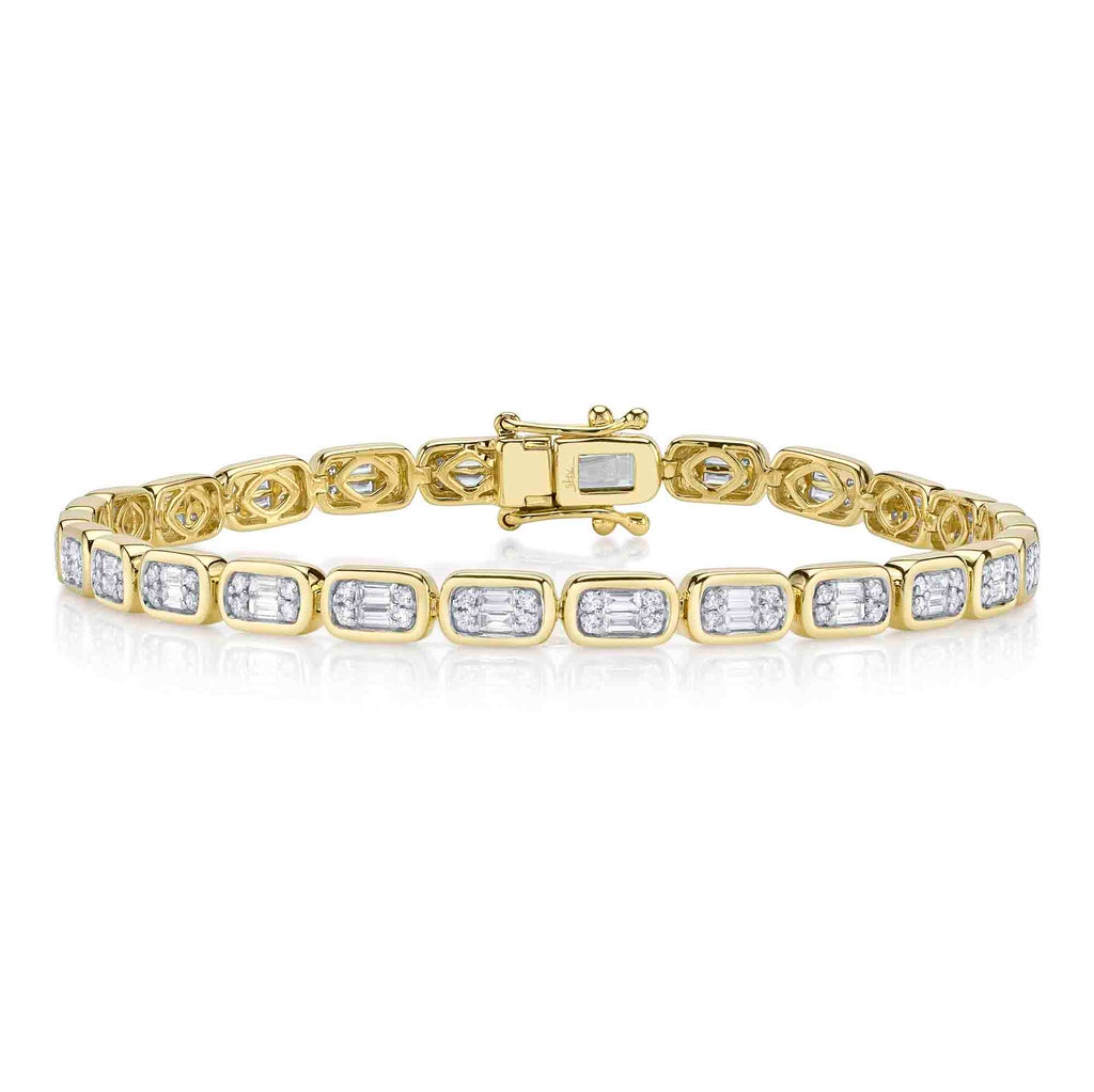 1.53CT 14K Y/G DIAMOND BAGUETTE TENNIS BRACELET