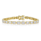 1.53CT 14K Y/G DIAMOND BAGUETTE TENNIS BRACELET