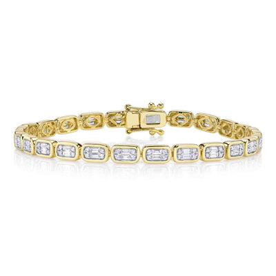 1.53CT 14K Y/G DIAMOND BAGUETTE TENNIS BRACELET