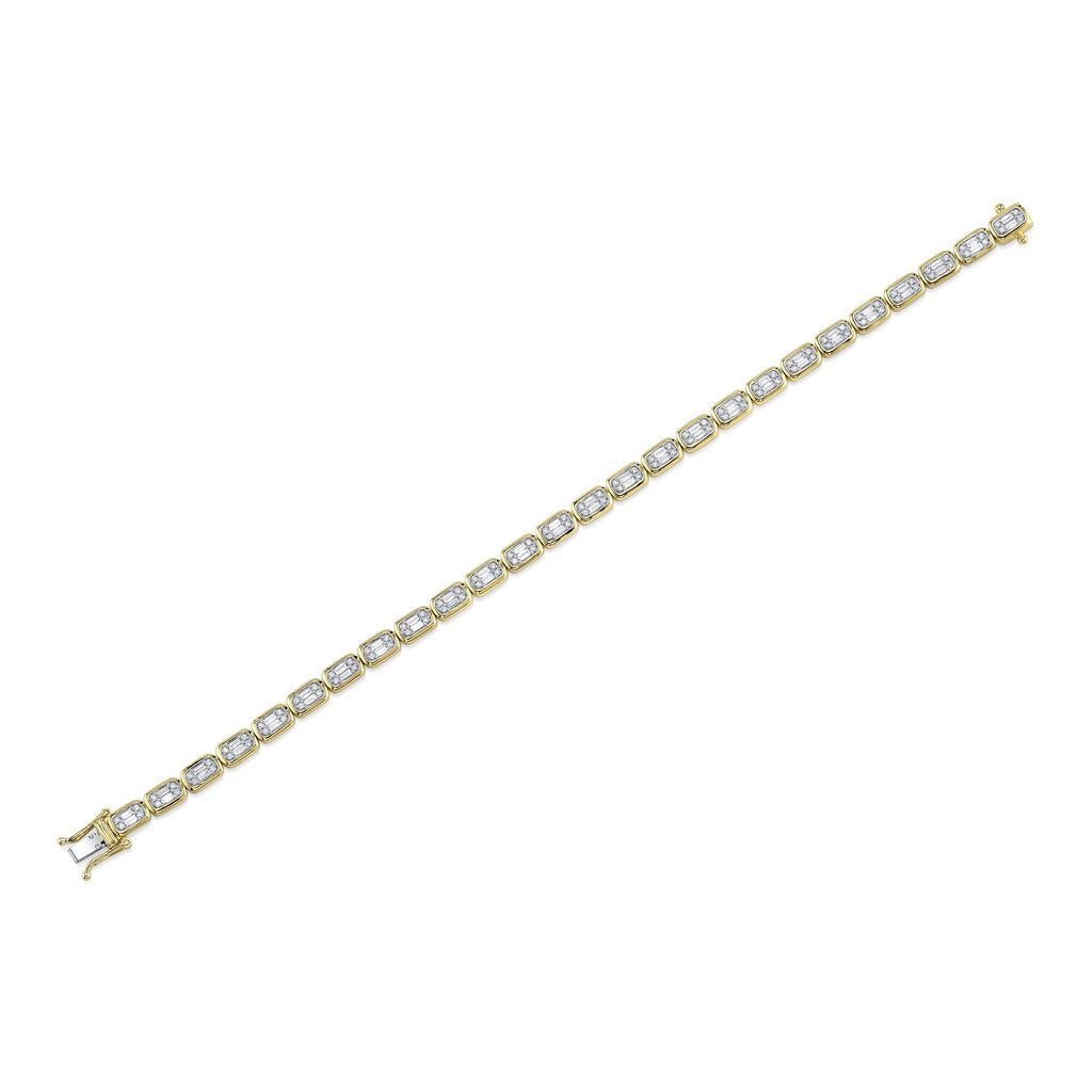 1.53CT 14K Y/G DIAMOND BAGUETTE TENNIS BRACELET