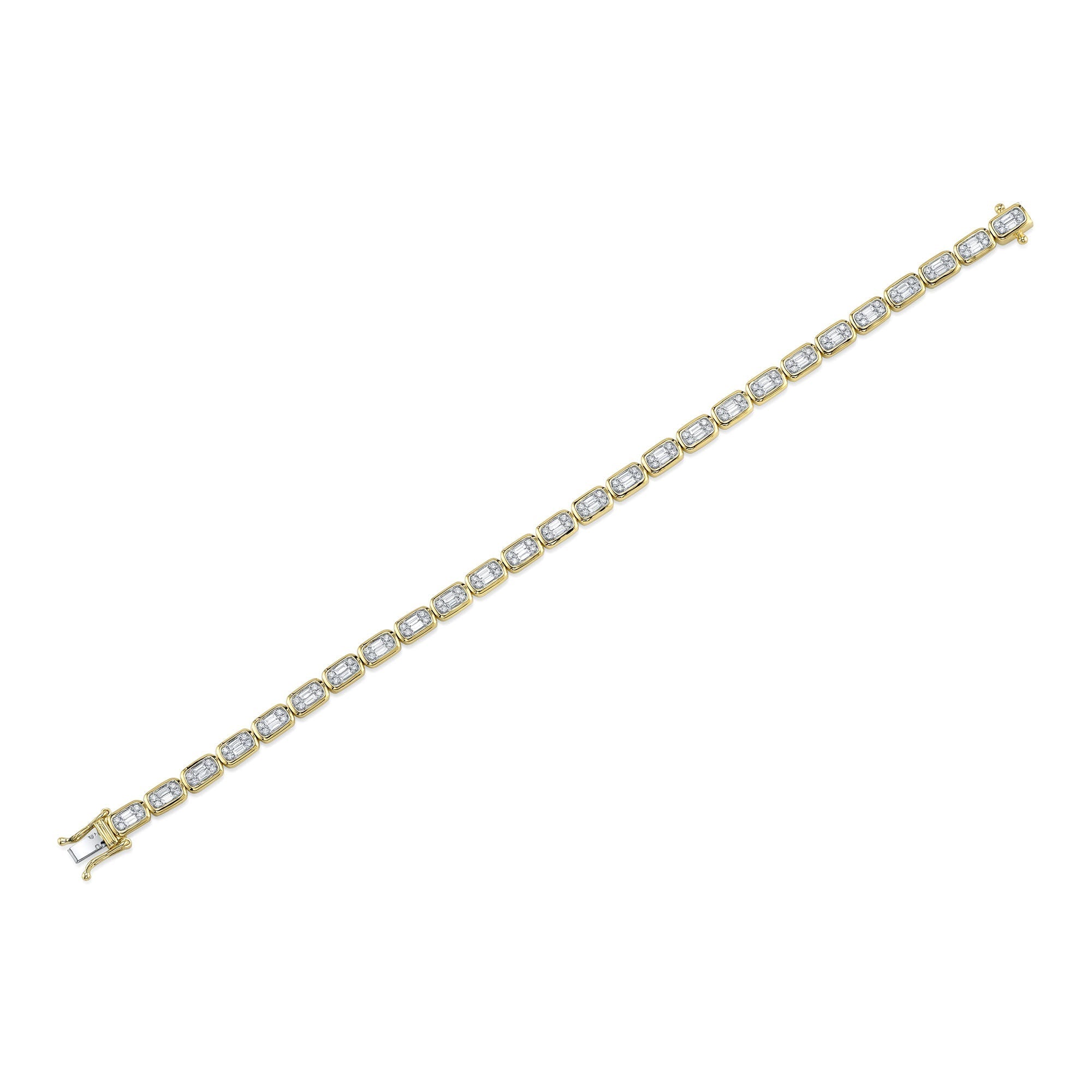 1.53CT 14K Y/G DIAMOND BAGUETTE TENNIS BRACELET