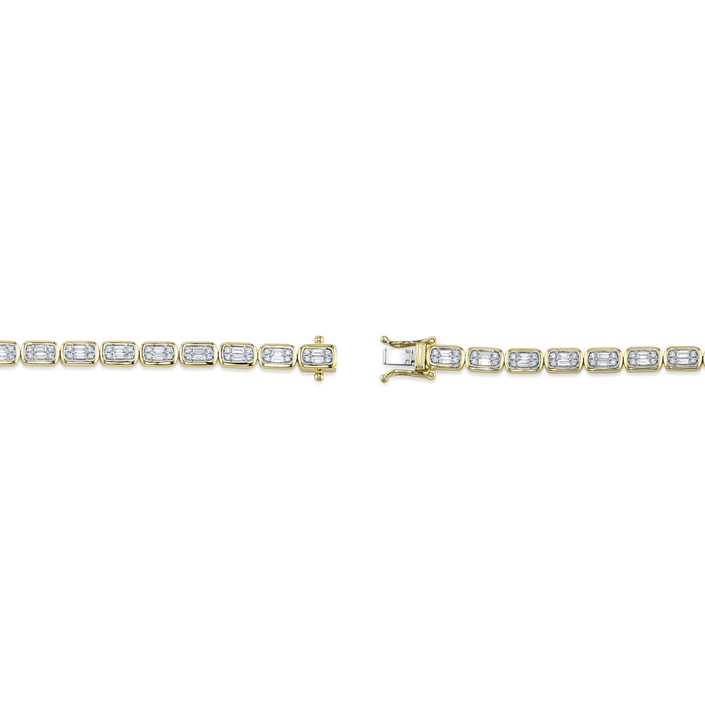 1.53CT 14K Y/G DIAMOND BAGUETTE TENNIS BRACELET