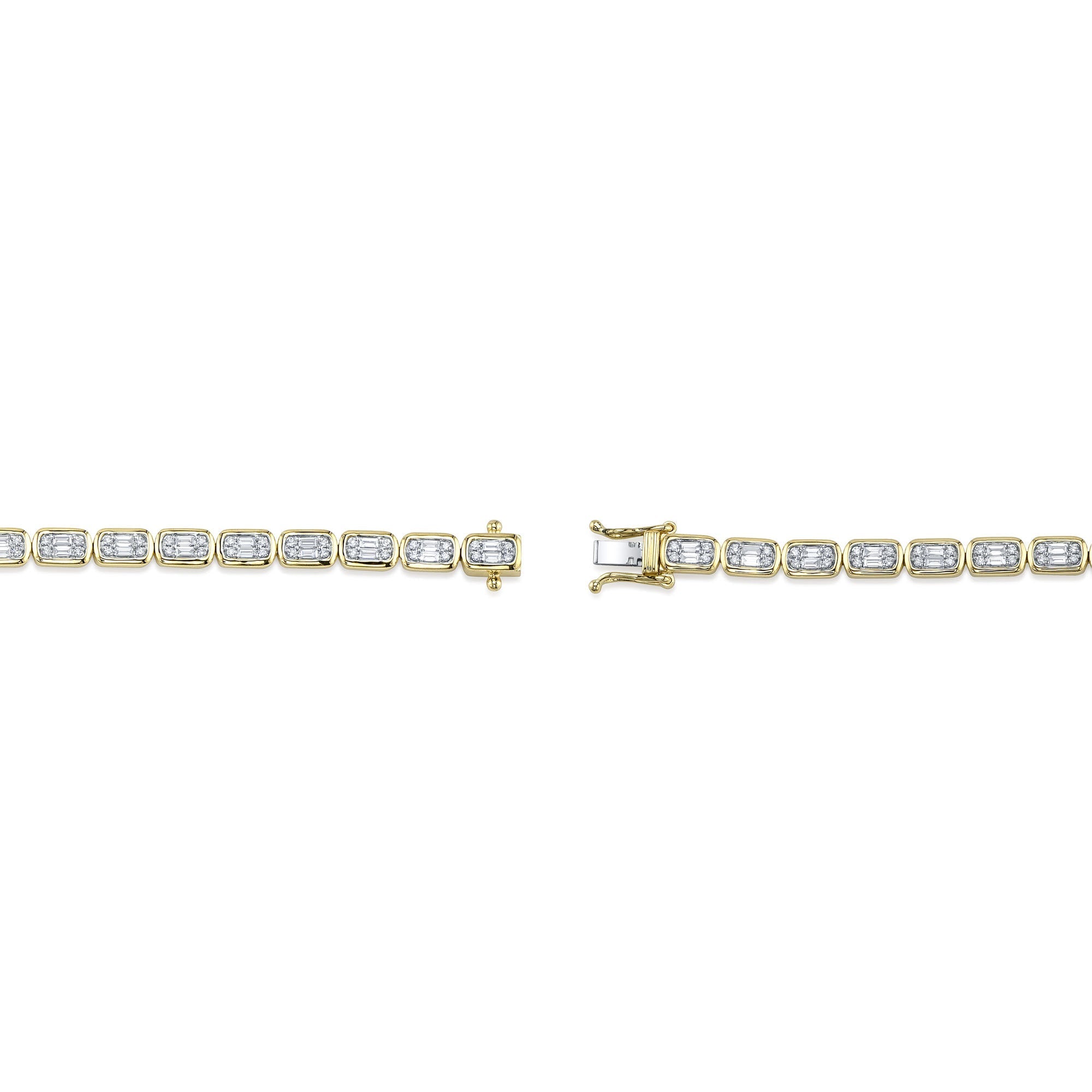 1.53CT 14K Y/G DIAMOND BAGUETTE TENNIS BRACELET
