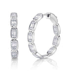 0.90CT 14K W/G DIAMOND BAGUETTE HOOP EARRING