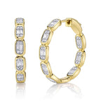0.90CT 14K Y/G DIAMOND BAGUETTE HOOP EARRING