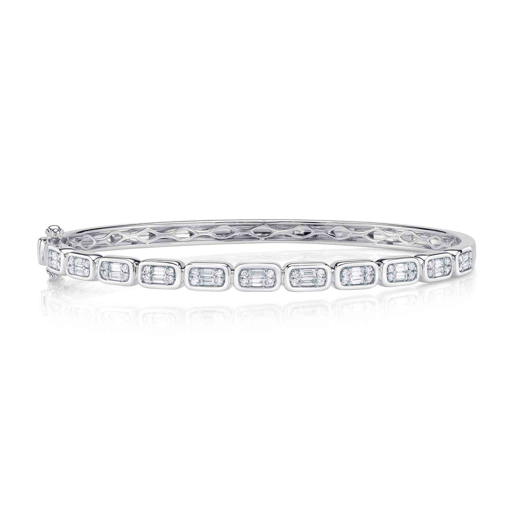 0.65CT 14K W/G DIAMOND BAGUETTE BANGLE