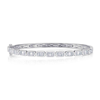 0.65CT 14K W/G DIAMOND BAGUETTE BANGLE