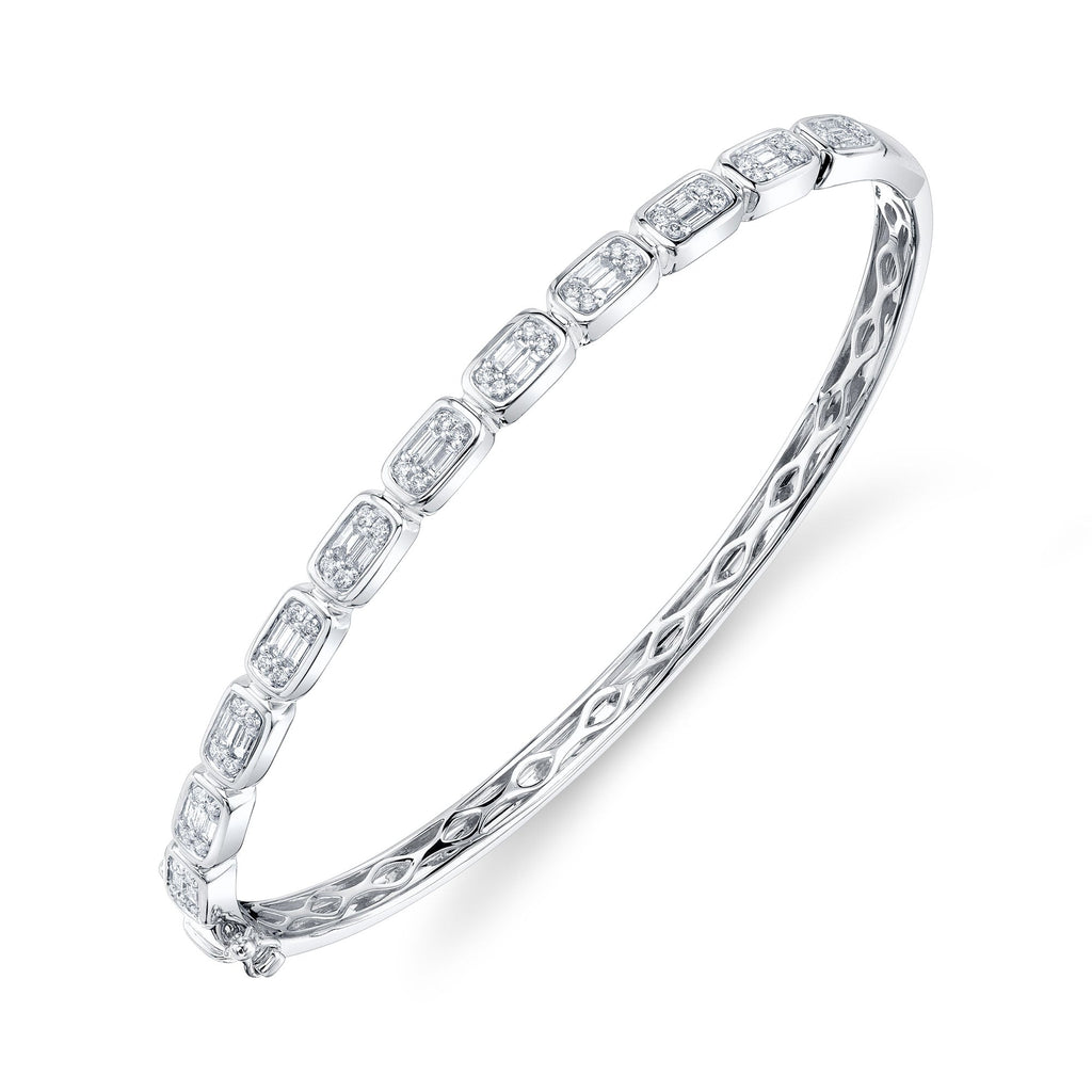 0.65CT 14K W/G DIAMOND BAGUETTE BANGLE
