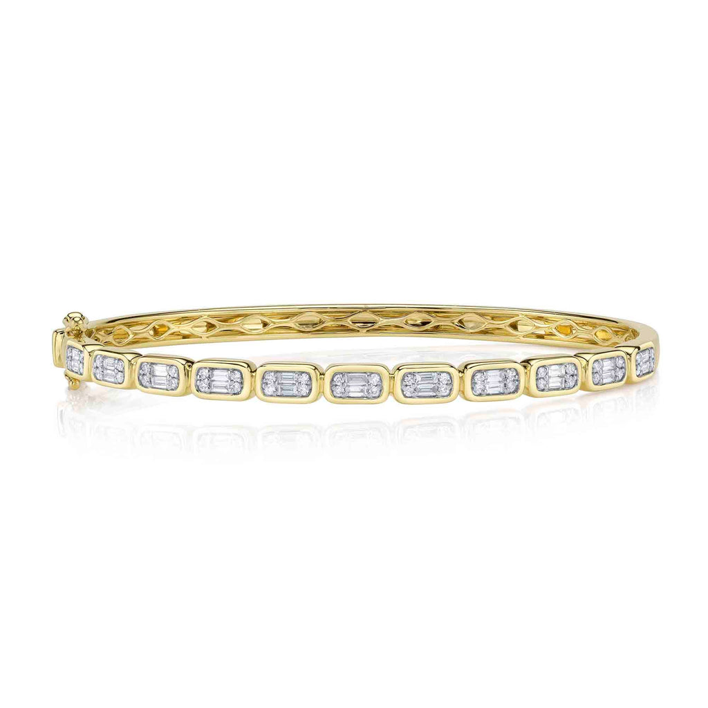 0.65CT 14K Y/G DIAMOND BAGUETTE BANGLE
