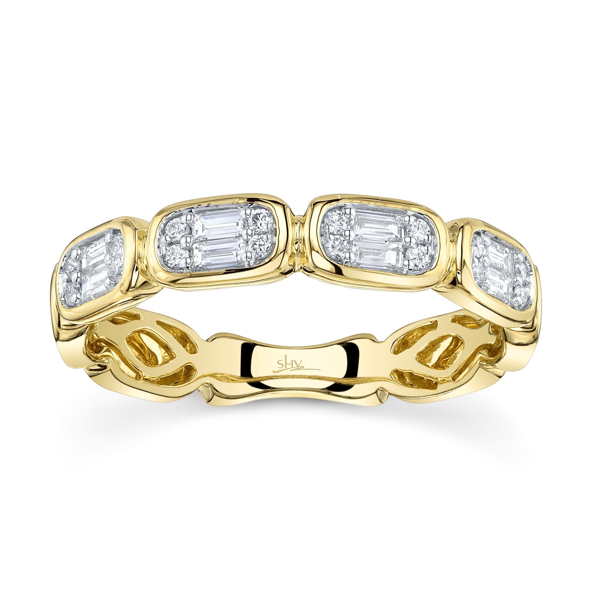 0.29CT 14K Y/G DIAMOND BAGUETTE BAND