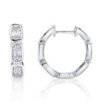 0.39CT 14K W/G DIAMOND BAGUETTE OCTAGON HOOP EARRING