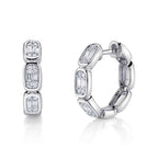 0.39CT 14K W/G DIAMOND BAGUETTE OCTAGON HOOP EARRING