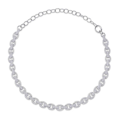 6.77CT 14K W/G DIAMOND LINK NECKLACE