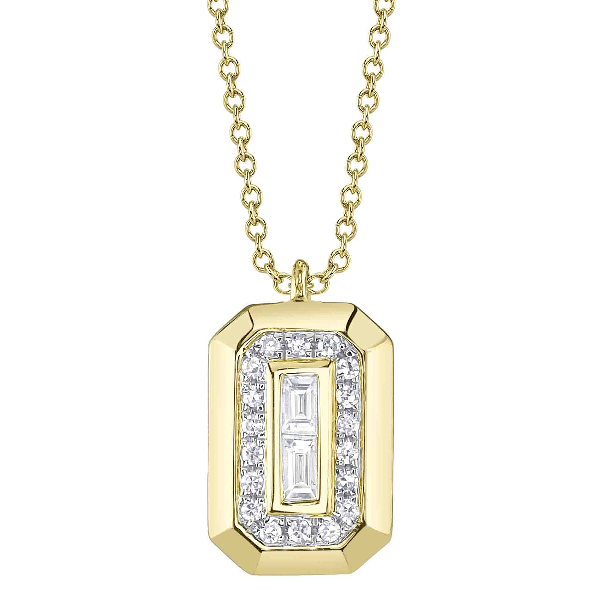 0.09CT 14K Y/G DIAMOND BAGUETTE NECKLACE