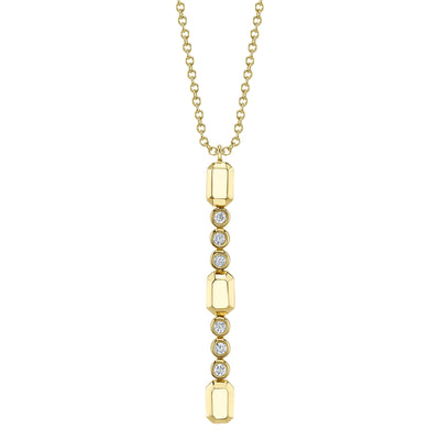0.09CT 14K Y/G DIAMOND BEZEL GEO CUT LARIAT NECKLACE