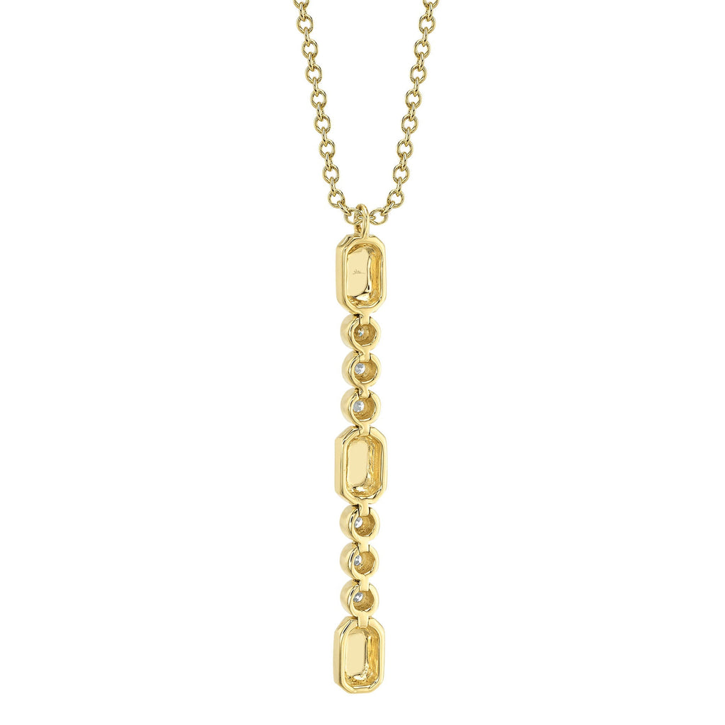0.09CT 14K Y/G DIAMOND BEZEL GEO CUT LARIAT NECKLACE