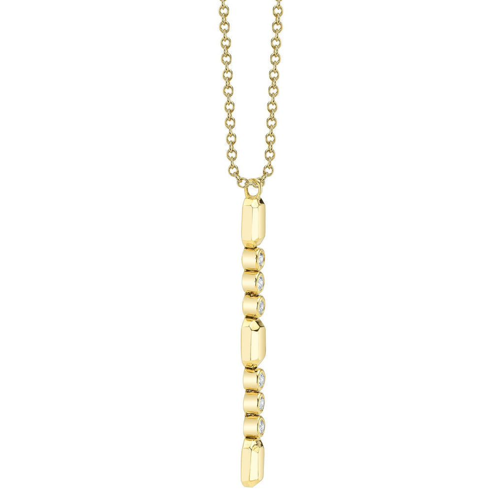 0.09CT 14K Y/G DIAMOND BEZEL GEO CUT LARIAT NECKLACE