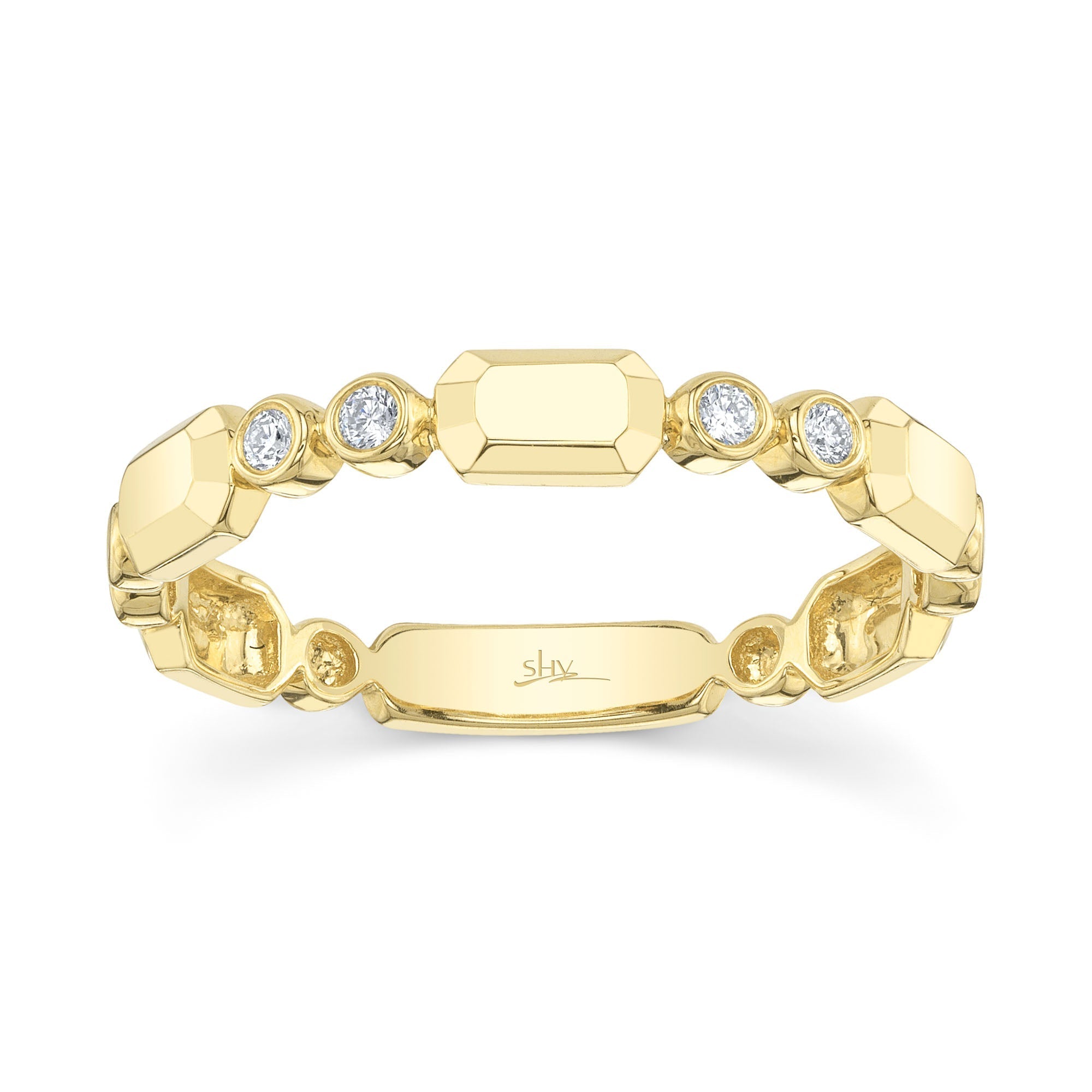0.06CT 14K Y/G DIAMOND BEZEL GEO CUT BAND