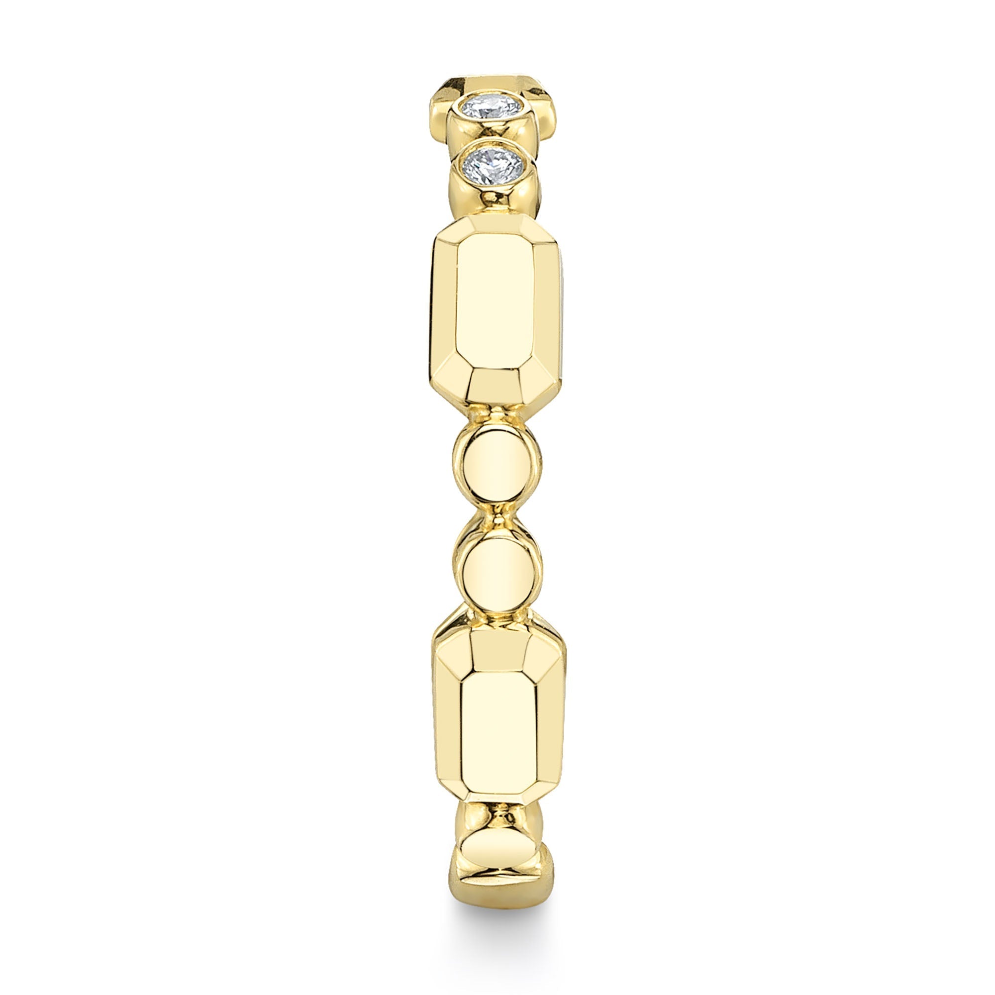 0.06CT 14K Y/G DIAMOND BEZEL GEO CUT BAND