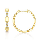 0.12CT 14K Y/G DIAMOND BEZEL GEO CUT HOOP EARRING