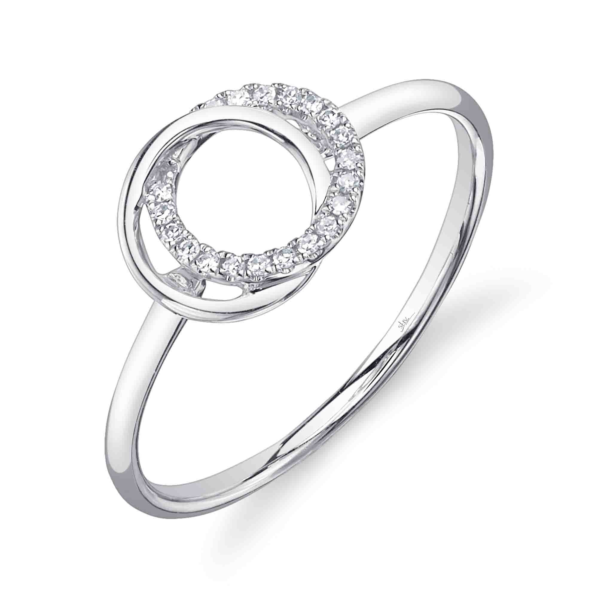 0.07CT 14K W/G DIAMOND LOVE KNOT CIRCLE RING